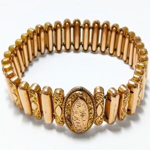 Antique Gold Filled Expansion Bracelet with Etched Initials and Date.
